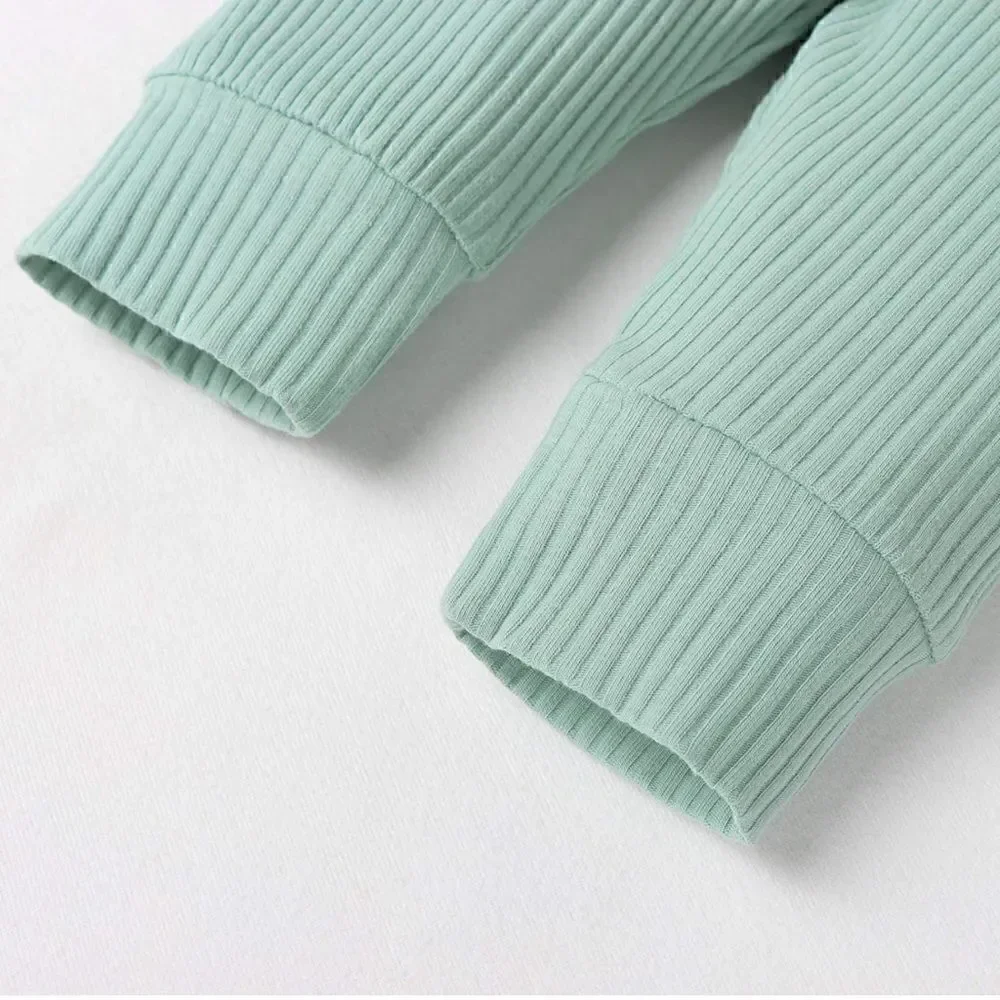 Long Sleeve Knitted Cotton Onesie Romper & Pants Mint Green 6-12 months